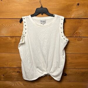 Wrangler women’s sleeveless twist front Gromit top XL White shirt summer western